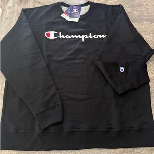 Champion Black Men's Crew Sweatshirt Logo